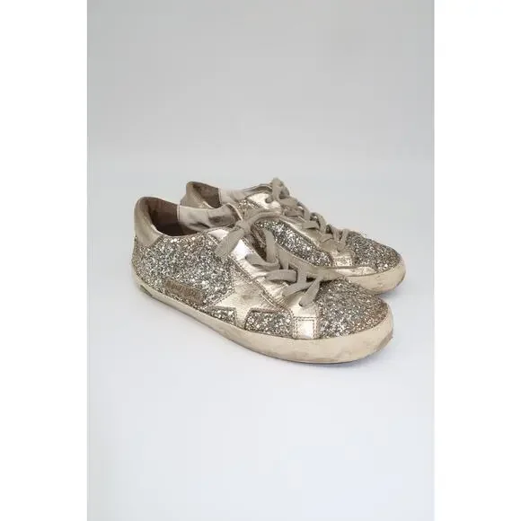 Golden Goose Superstar Sneaker Gold Leather Glitter Size 35 - Picture 5 of 11